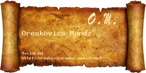 Oreskovics Manó névjegykártya